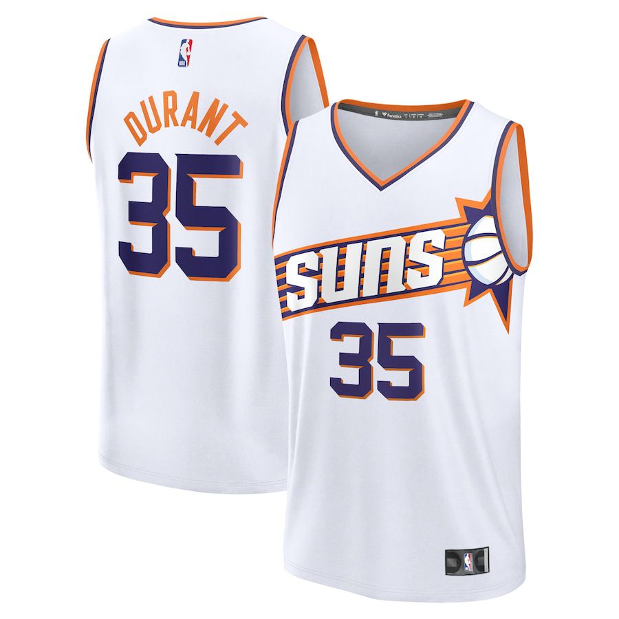 Men Phoenix Suns #35 Kevin Durant Fanatics Branded White Association Edition 2023-24 Fast Break Replica NBA Jersey->customized nba jersey->Custom Jersey